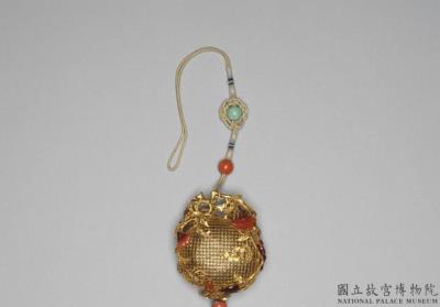 图片[2]-Openwork gold filigree fragrance pouch with gem inlay in the form of a pomegranate, Qianlong reign (1736-1795), Qing dynasty-China Archive